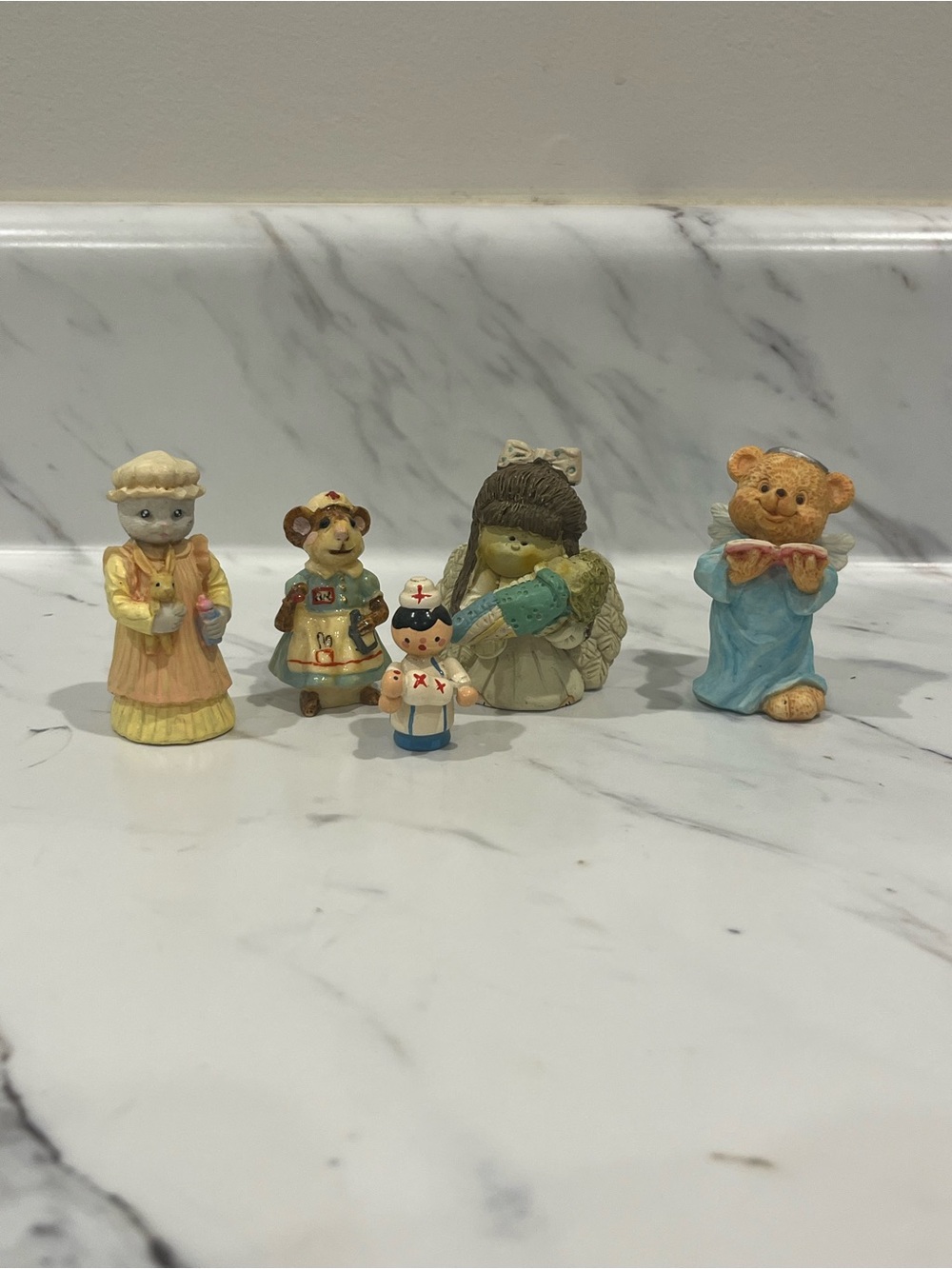Cute Assorted Pastel Animal & Angel Figurine Lot
